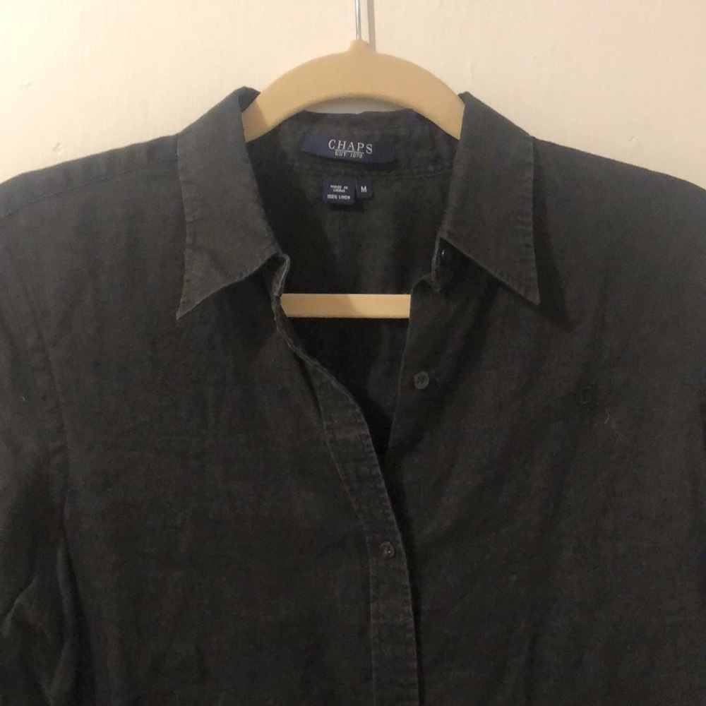 100% Linen Black Button Down